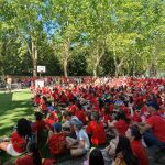 Pantalla gigante en Valladolid durante la final del Mundial Femenino de fútbol