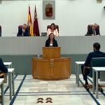 La consejera de Turismo, Cultura, Juventud y Deportes, Carmen María Conesa, durante su comparecencia en la Asamblea
