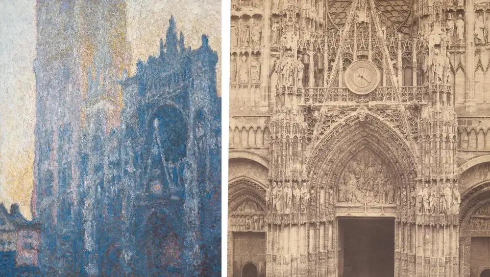 La catedral de Ruan pintada por Monet y a la derecha su fachada