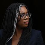 Britain's Business and Trade Secretary, and Minister for Women and Equalities Kemi Badenoch arrives to the final day of the annual Conservative Party Conference in Manchester, northern England.