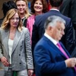 La italiana Giorgia Meloni y el húngaro Viktor Orban en la pasada cumbre de la OTAN en Washington