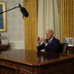 US President Joe Biden delivers an address to the nation from the Oval Office