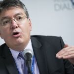 Colombian Minister of Finance Mauricio Cardenas speaks during an event at the Inter-American Dialogue 