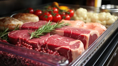 Carne expuesta en un refrigerador
