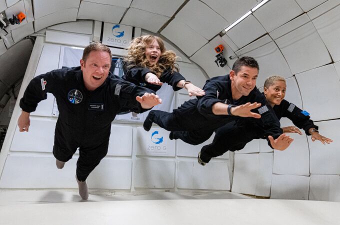 El equipo de astronautas durante la misión Inspiration4 de SpaceX