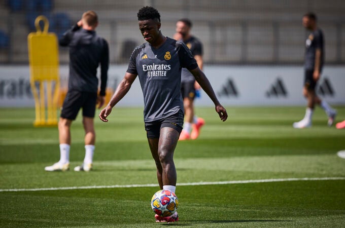 Vinicius, en un entrenamiento con el Real Madrid