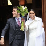 Paula Cristóbal y Ters a la salida de su boda en Madrid.