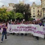 Manifestación con motivo del 25N en Córdoba este domingo.