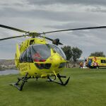 Helicóptero que ha evacuado al motorista accidentado en Los Ángeles de San Rafael