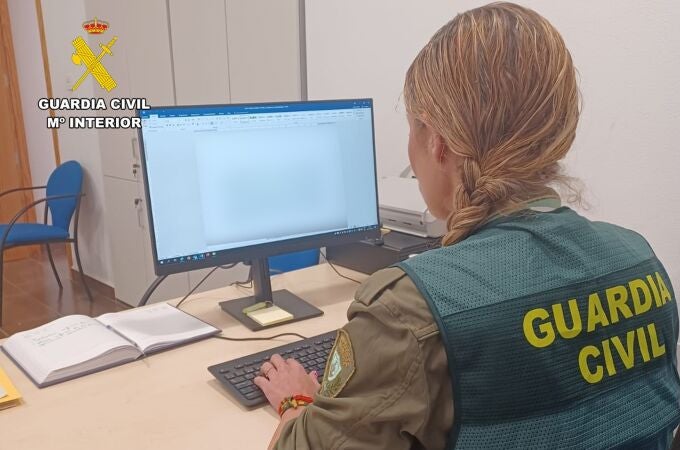 Imagen de una agente de la Guardia Civil, durante la investigación