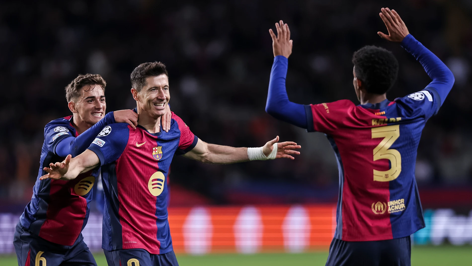 Celebración del gol del Barcelona