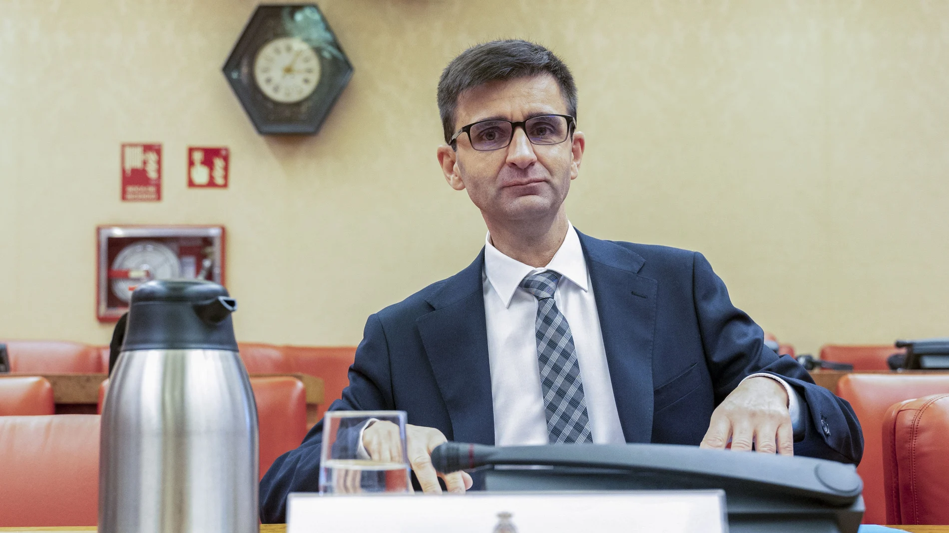 El candidato a consejero de RTVE José Pablo López Sánchez durante su comparecencia el pasado 5 de noviembre ante la Comisión Consultiva de Nombramientos en el Congreso de los Diputados.