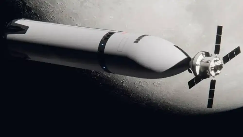 Acoplamiento en la órbita lunar de Starship HLS con Orion.