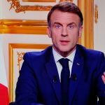 Emmanuel Macron, durante su mensaje a los franceses