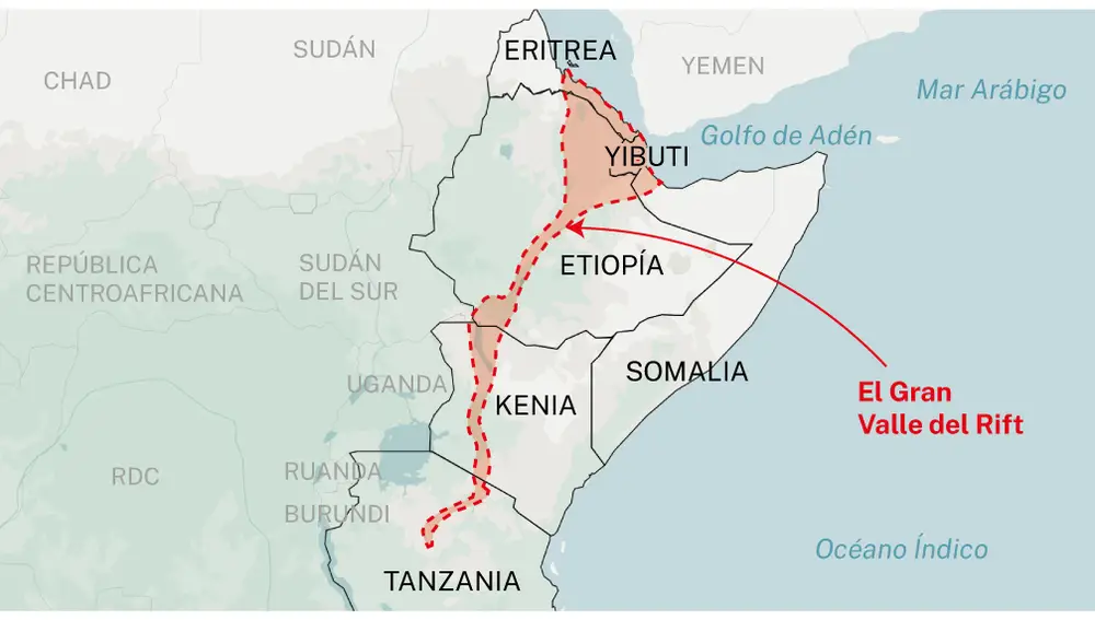 Mapa Del Gran Valle Del Rift En áfrica Buscadores De Fósiles, ER