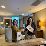 La ministra de Igualdad, Ana Redondo, tras firmar el acuerdo con la presidenta de Paradores de Turismo de España, Raquel Sánchez