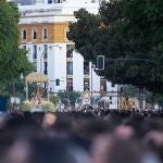 Aspecto que presentaba el Paseo de Colón durante la procesión Magna del pasado domingo