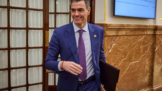 El presidente del Gobierno, Pedro Sánchez, , durante la sesión de control al gobierno en el Congreso de los Di