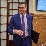 El presidente del Gobierno, Pedro Sánchez, , durante la sesión de control al gobierno en el Congreso de los Di