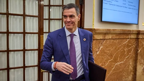 El presidente del Gobierno, Pedro Sánchez, , durante la sesión de control al gobierno en el Congreso de los Di
