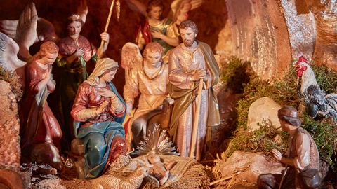 Detalle del Belén de la Peña "La Pava", ubicado en la iglesia de San Juan de Dios, en Murcia