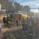 Momento en el que el ciclista fue evacuado