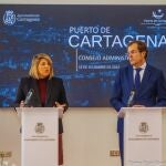 La Alcaldesa de Cartagena, Noelia Arroyo, junto al presidente de la Autoridad Portuaria, Pedro Pablo Hernández