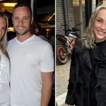 Oscar con su novia asesinada Reeva (izquierda) y su nuevo amor Rita (derecha)