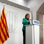 La consellera y portavoz del Govern, Sílvia Paneque, en una rueda de prensa en el Palau de la Generalitat