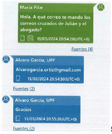 Mensajes intercambiados por García Ortiz con la fiscal jefe de Madrid el 13 de marzo