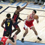 Santi Aldama, en un partido ante los Warriors