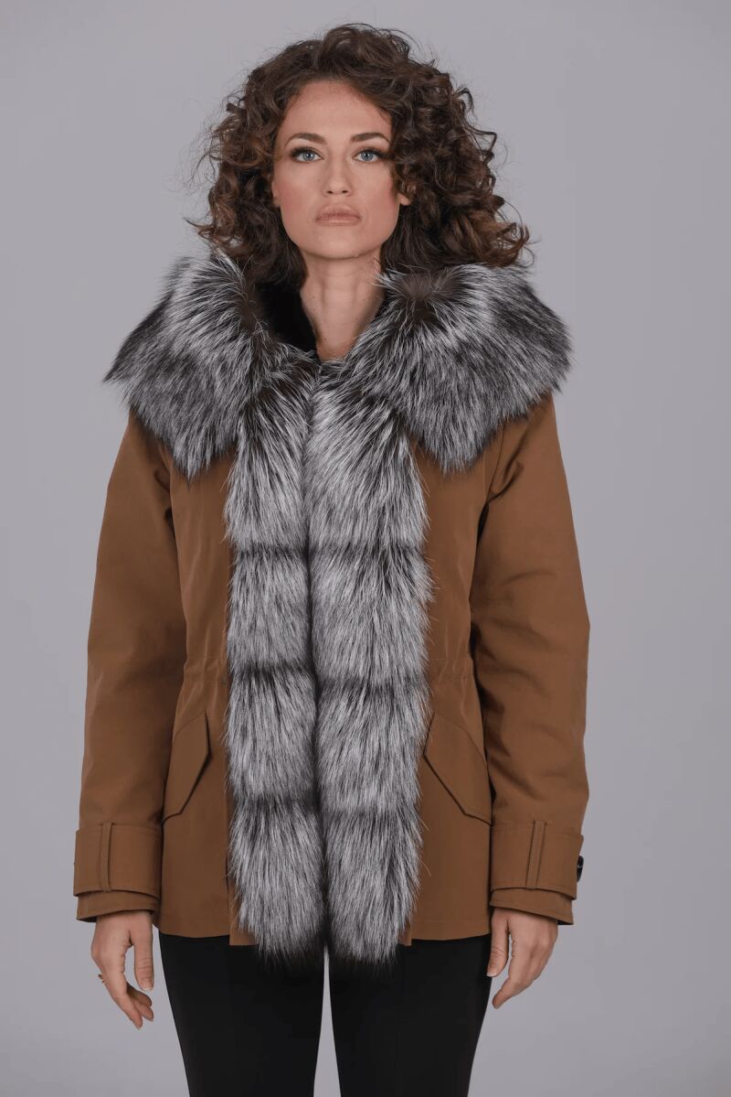 Parka corta de algodón técnico impermeable luxury silver