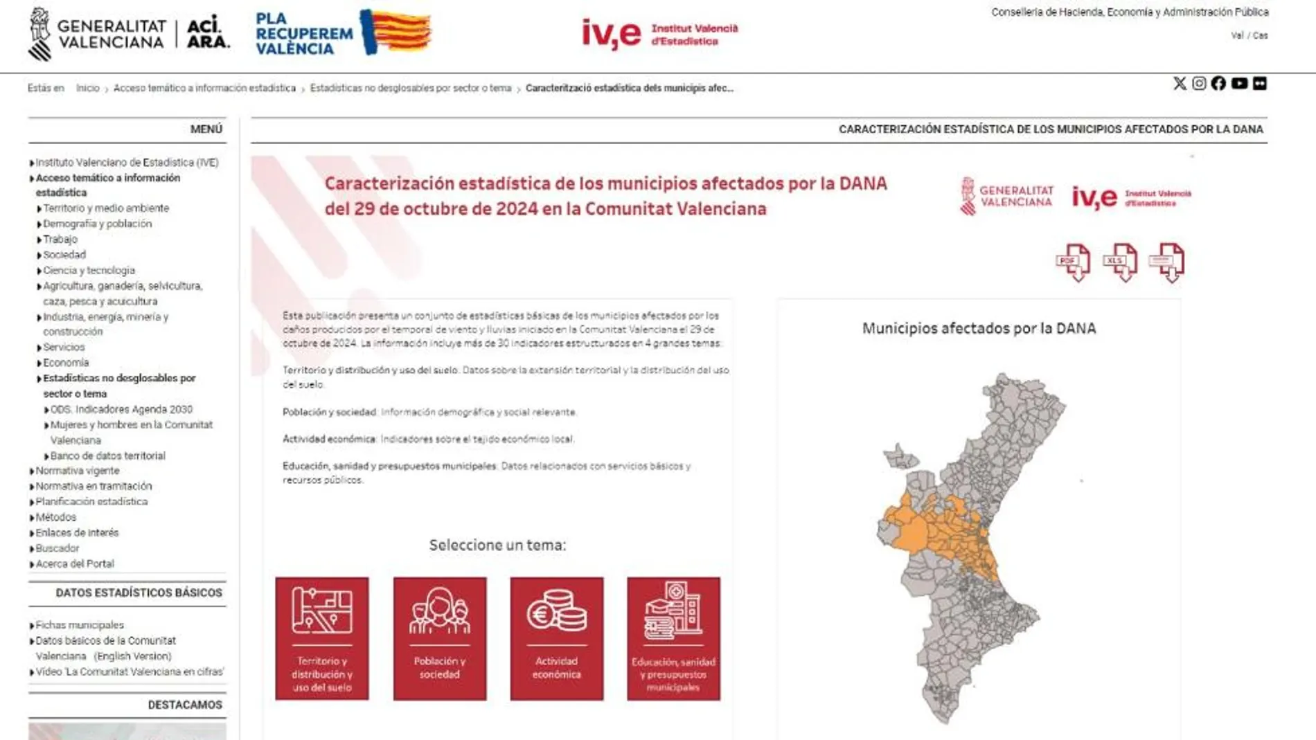 Imagen de la herramienta estadística creada por el Instituto Valenciano de Estadística