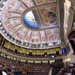  Vista general del pleno del Congreso de los Diputados,que se celebra este jueves en Madrid. 