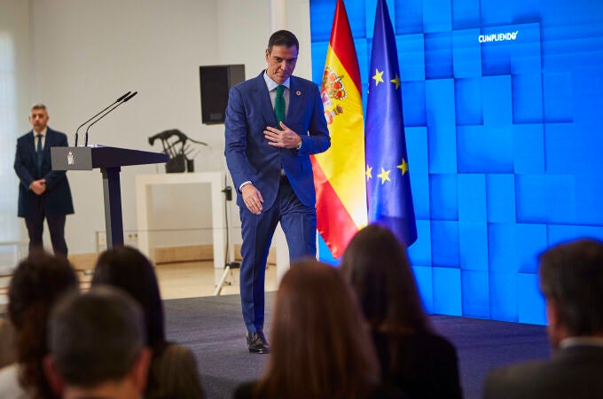 Comparecencia de Pedro Sanchez en en Palacio de la Moncloa para hacer balance del año politico. © Alberto R. R