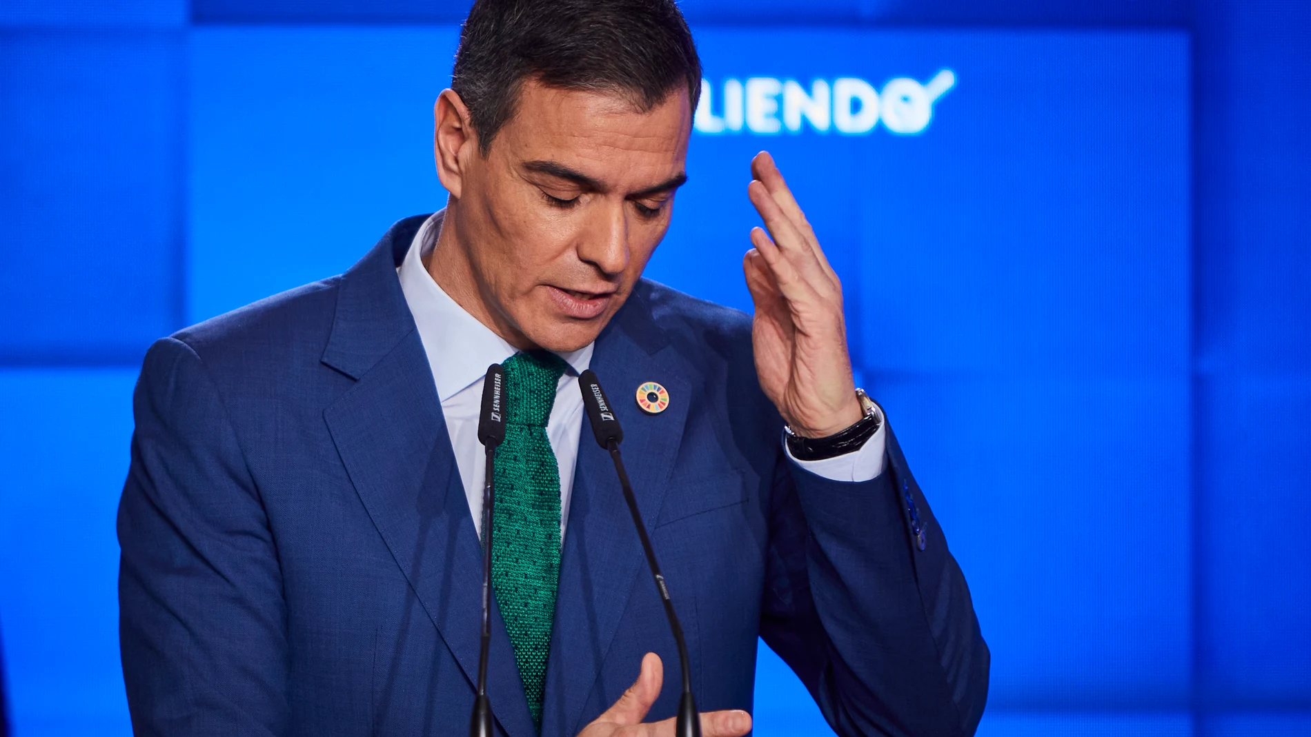 Comparecencia de Pedro Sanchez en en Palacio de la Moncloa para hacer balance del año politico.© Alberto R. Roldán / Diario La Razón.23 12 2024