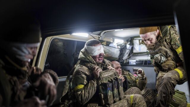 Injured Ukrainian servicemen arrive from the battlefield at Medical Service "Ulf" of the 108th Separate Battalion "Da Vinci Wolves" on Pokrovsk direction, Ukraine, Dec. 23, 2024. 