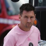 Inter Miami forward Lionel Messi arrives for the team's MLS soccer match against St. Louis City