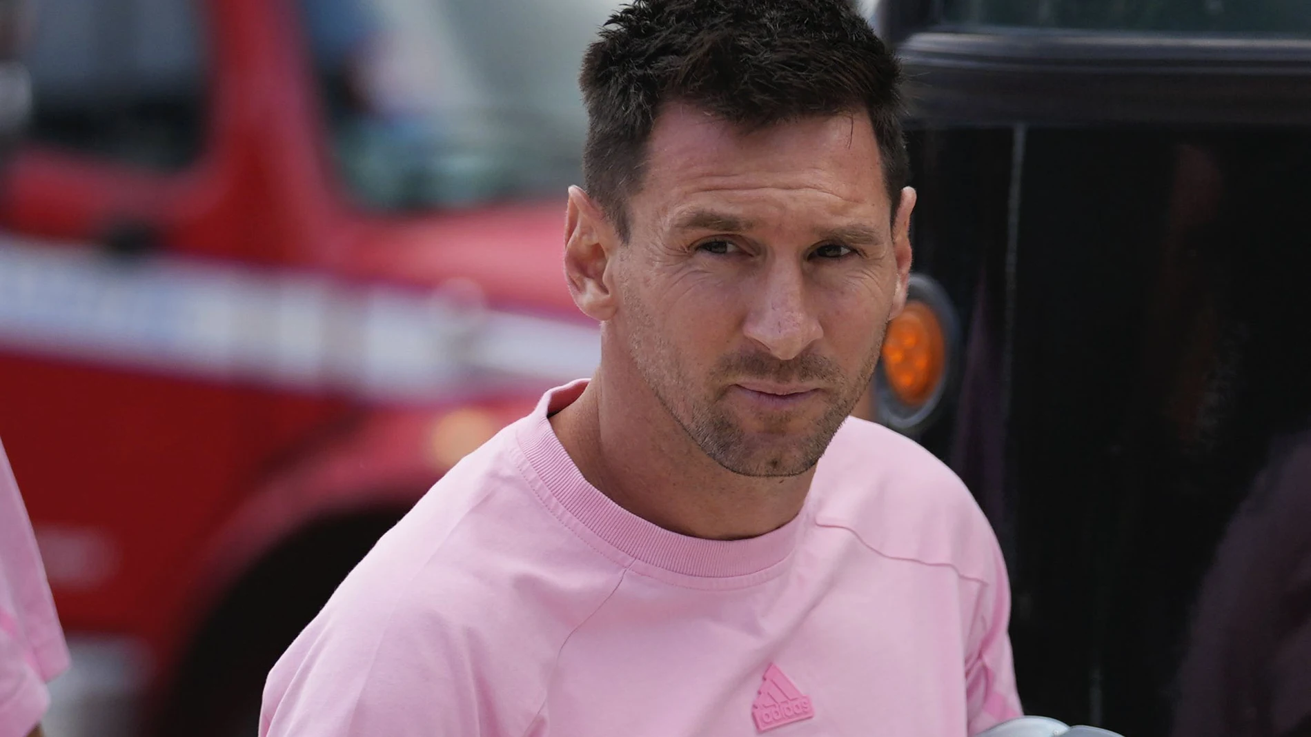 Inter Miami forward Lionel Messi arrives for the team's MLS soccer match against St. Louis City
