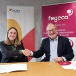 Marta de Pablos, directora de Captación de Nedgia, y Nicolás Klingenberg, presidente de FEGECA.