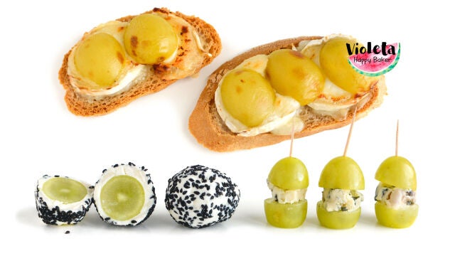 Aperitivos de uvas y queso