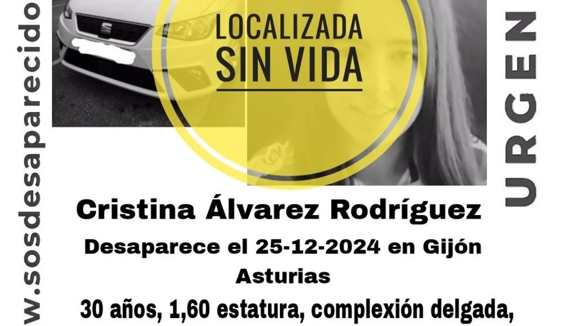 AMP.- Localizada sin vida la gijonesa de 30 años desaparecida desde el día de Navidad