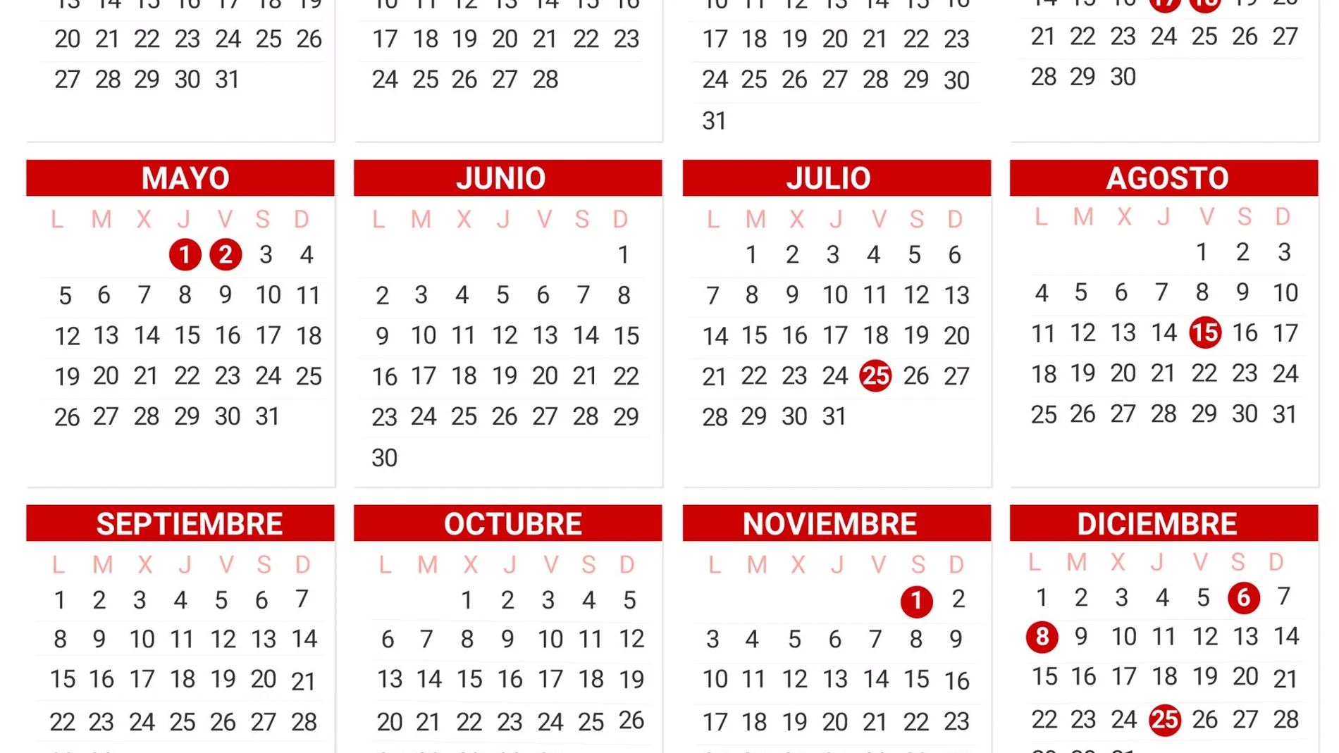 Calendario laboral de Madrid para 2025