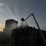 Aftermath of a drone attack on a residential building in Kyiv