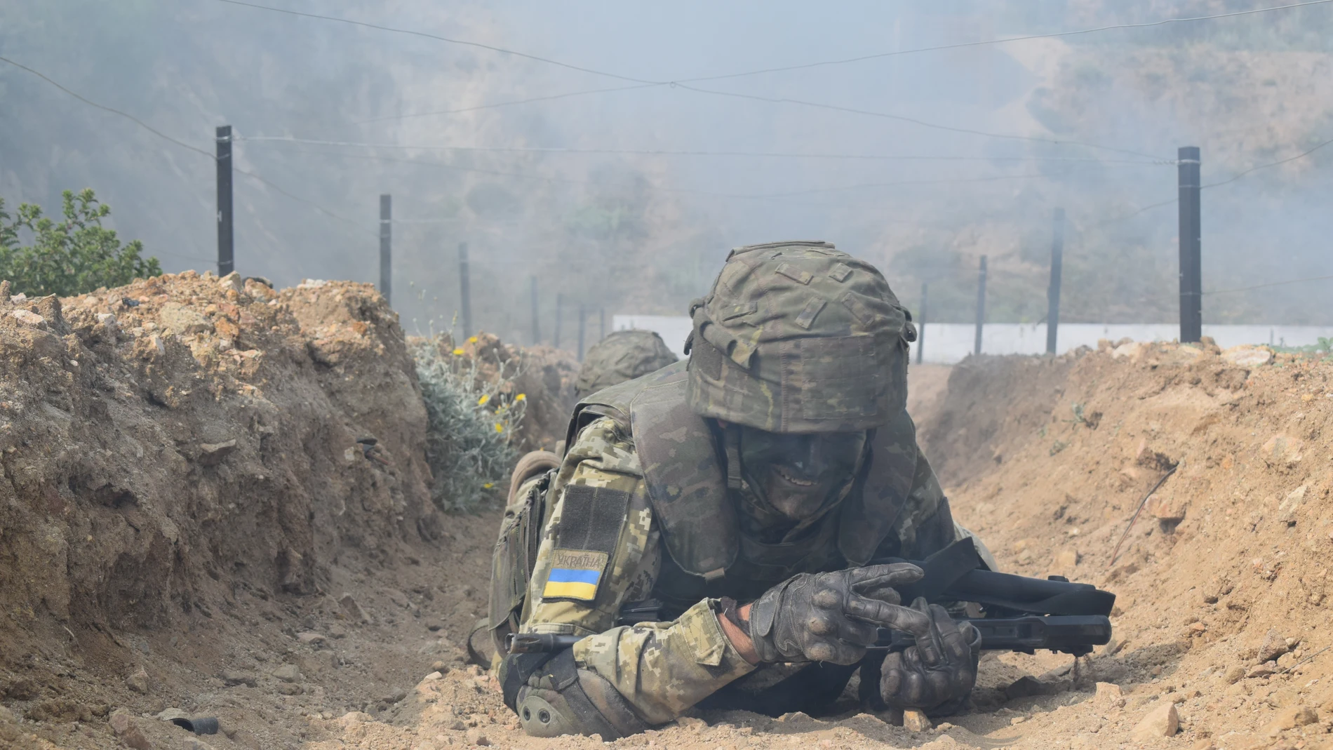 Un militar ucraniano durante una fase de la instrucción básica de combate