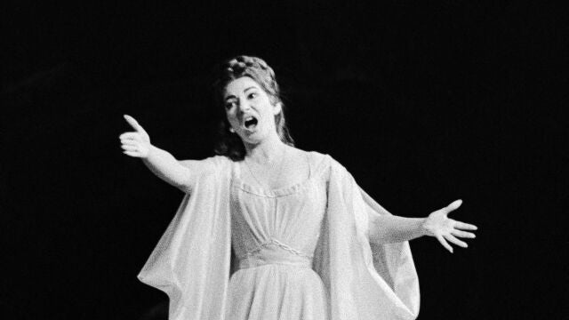 Picture taken on May 17 1965 at the Paris Opera House, of American-born Greek soprano Maria Callas performing in the Bellini opera "Norma". One of the most celebrated opera singer of the 20th century, Maria Callas, who died in Paris on 16 September 1977, remains a favourite for opera-lovers and a legend outside the world of classical music. (Photo by AFP)