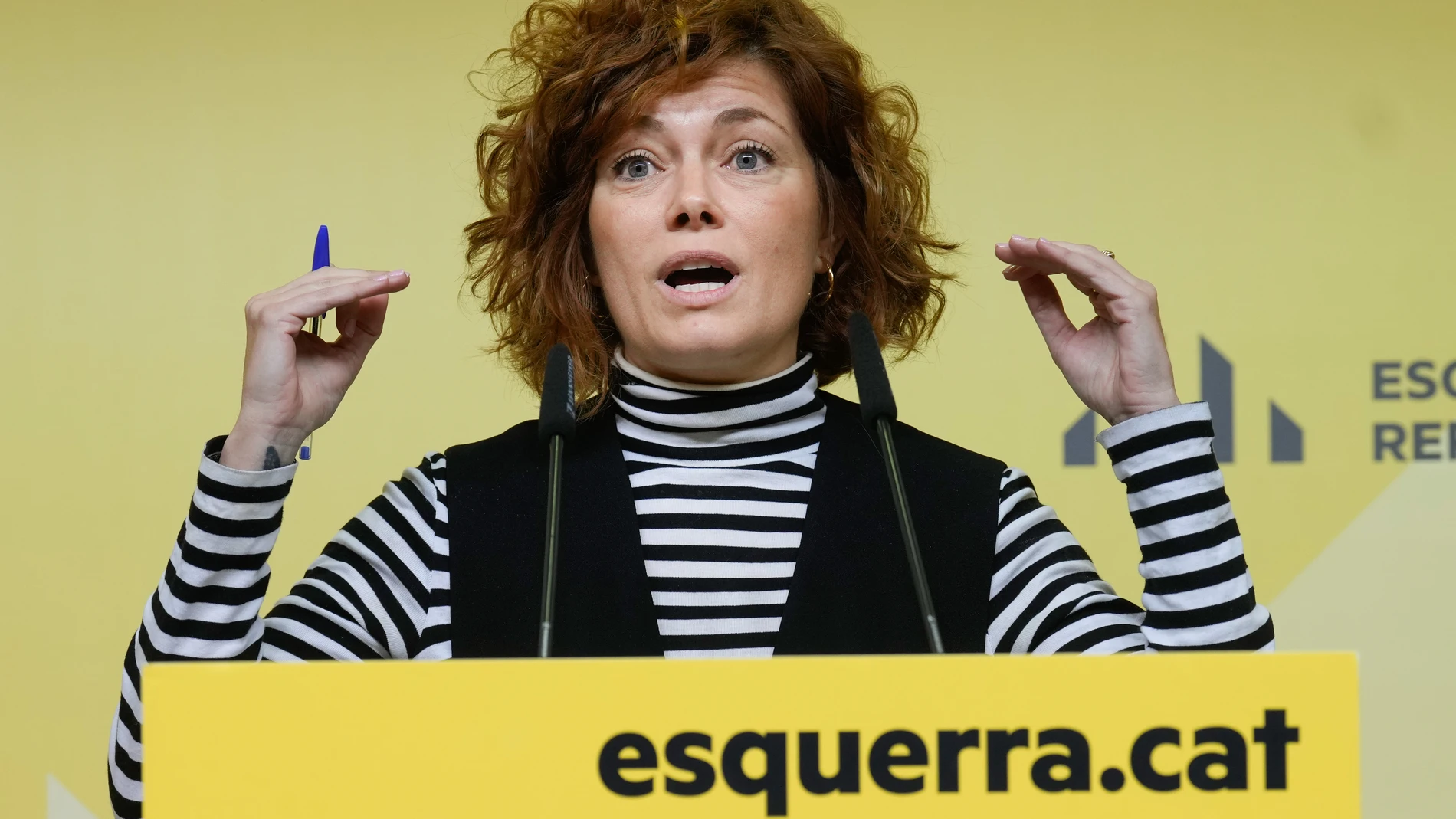 GRAFCAT2423 BARCELONA 07/01/2025.- La secretaria general y portavoz de ERC, Elisenda Alamany, durante la rueda de prensa ofrecida hoy tras la reunión de la Permanente Nacional del partido. EFE/Enric Fontcuberta