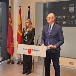 El consejero de Educación y Formación Profesional, Víctor Marín, durante la presentación del Plan 'SupéraTE'
