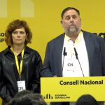 Elisenda Alamany y Oriol Junqueras, en el Consell Nacional de ERC