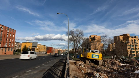 Obras de la A5, carretera de Extremadura, para su soterramiento. © Jesús G. Feria.